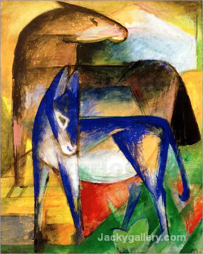 Two blue donkeys by Franz Marc paintings reproduction